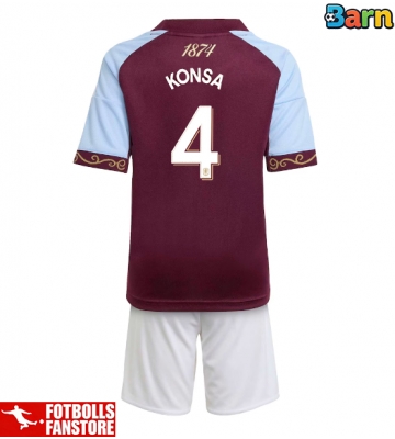 Aston Villa Ezri Konsa #4 Hemmatröja Barn 2025-26 Kortärmad (+ Korta byxor)